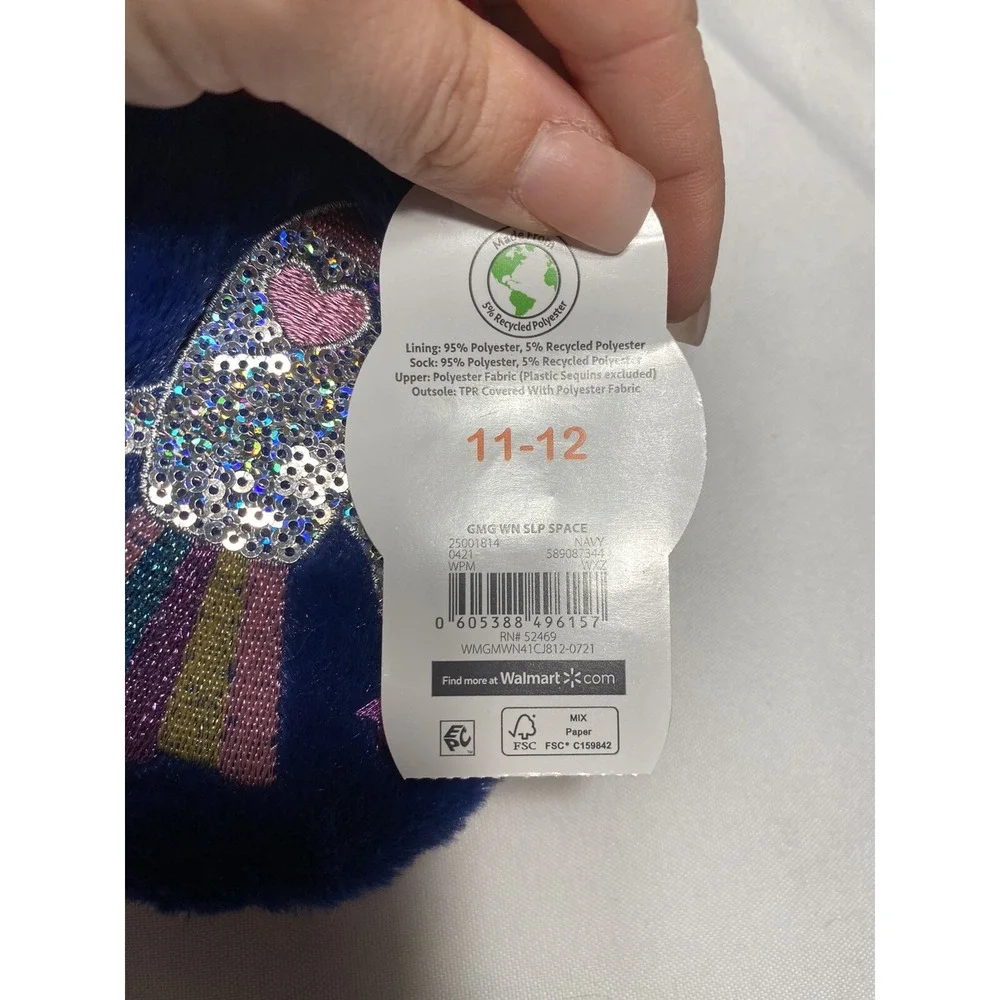 wonder nation toddler girls rocket planet solar system slippers size‎ 11-12